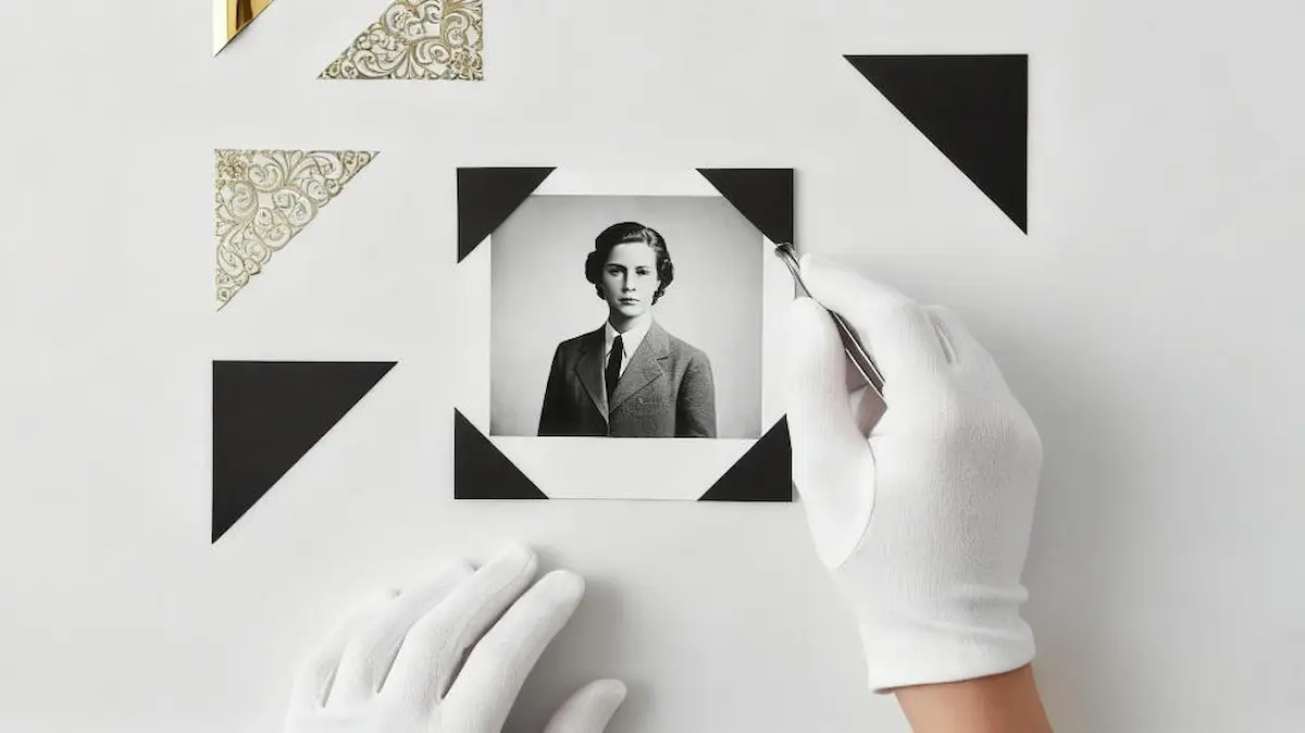 Uma composição plana elegante de vários cantos de foto decorativos, incluindo estilos metálicos, vintage e coloridos, mostrando tendências de design seguras para arquivo.