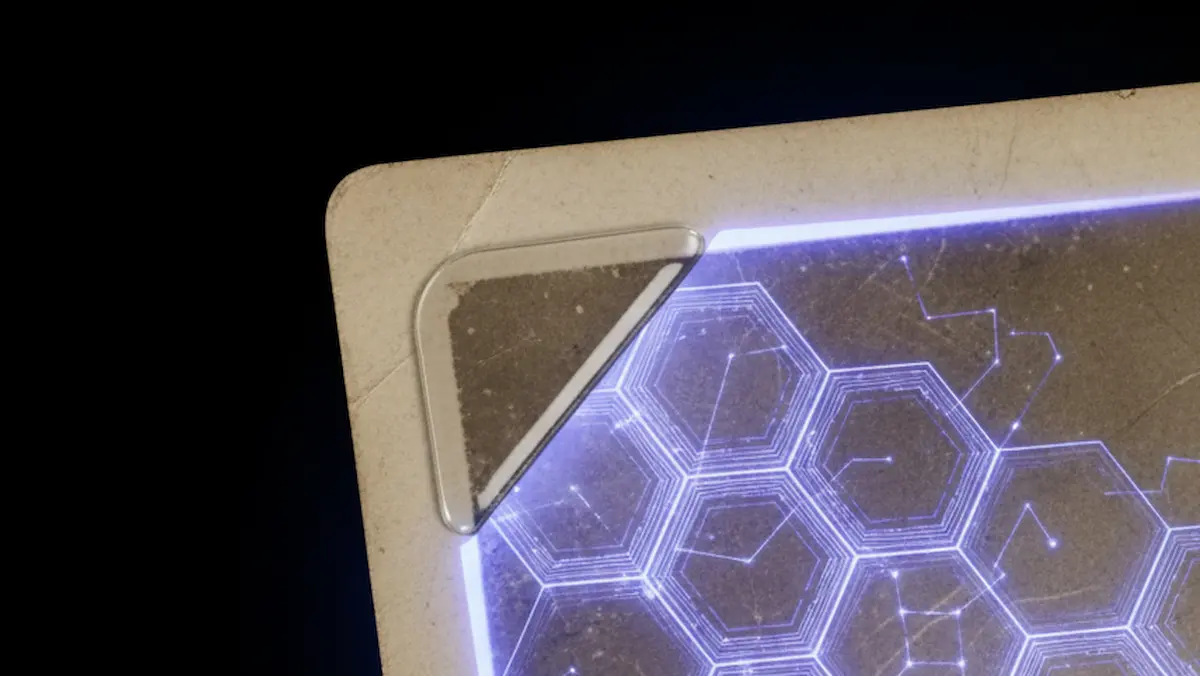 Uma imagem conceitual de um canto de foto criando um escudo protetor ao redor de uma fotografia vintage, simbolizando como ele fornece segurança arquivística.